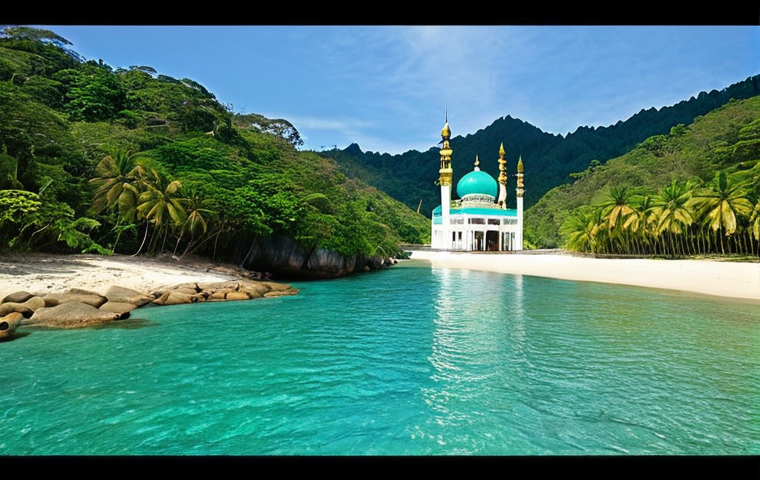 **Prompt 1: Brunei's Peak Season Paradise**
    "A vibrant, sunny panorama of Brunei during its dry season (February-April). Feature clear blue skies, a lush green canopy walk through Ulu Temburong rainforest, calm turquoise waters of the South China Sea perfect for snorkeling, and the gleaming majestic Omar Ali Saifuddien Mosque. The scene should evoke comfort, warmth, and ideal weather for outdoor exploration."